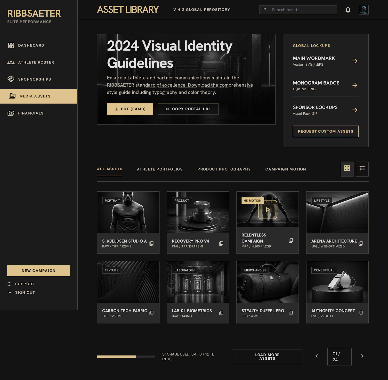 Athlete Agencies Sponsor Hub Asset Library screenshot