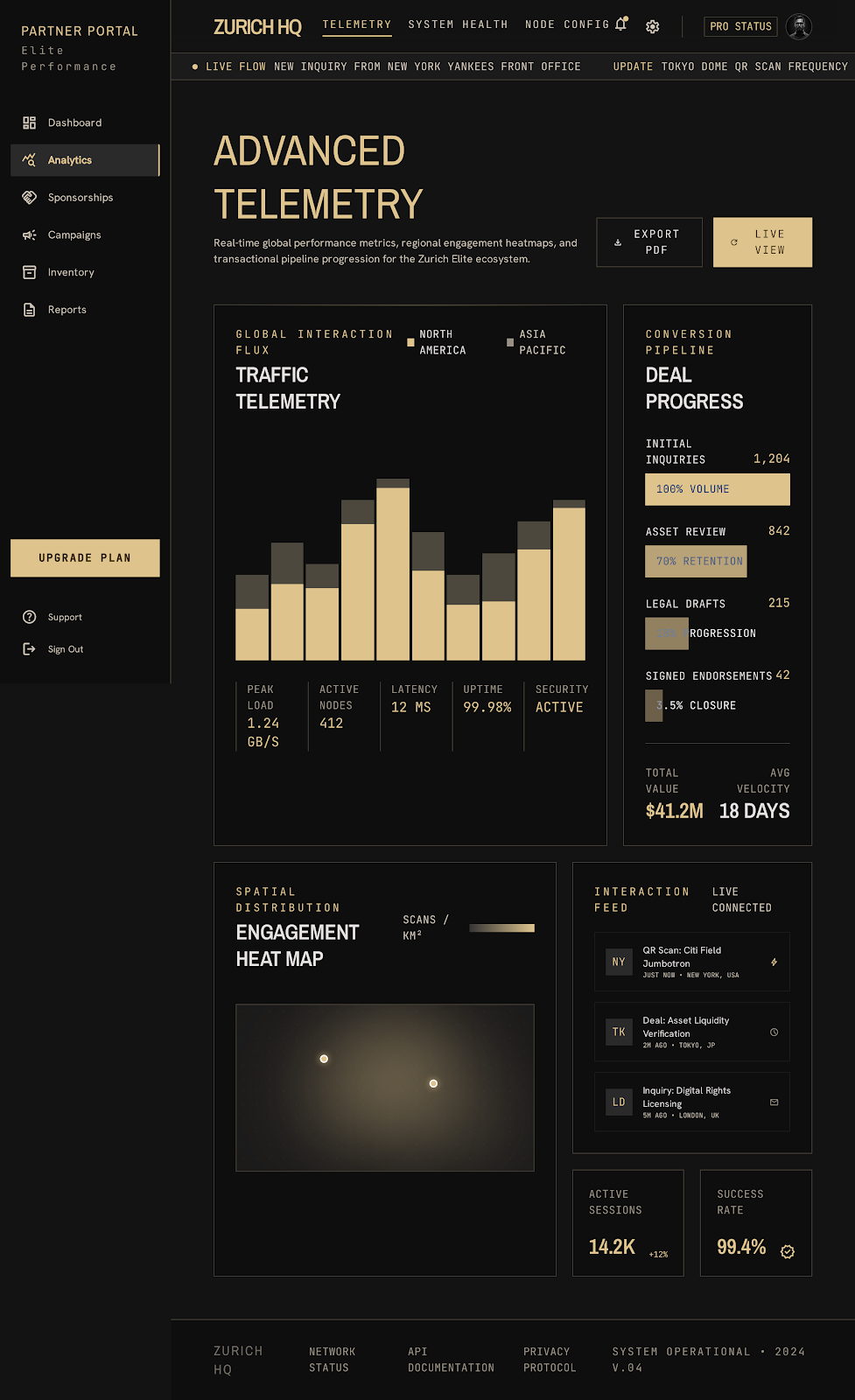 Baseball Executive Portal Live Analytics screenshot
