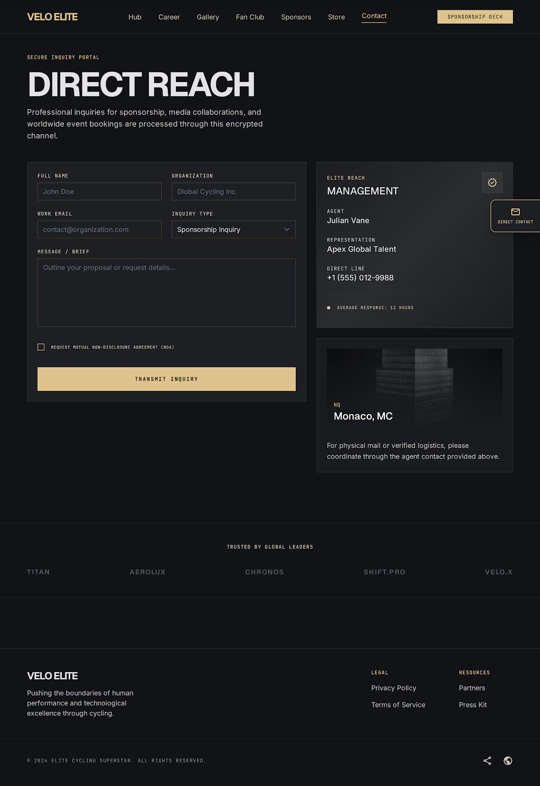 Cycling Athlete Platform Direct Contact screenshot