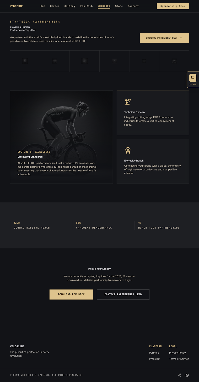 Cycling Athlete Platform Sponsorship Partnerships screenshot