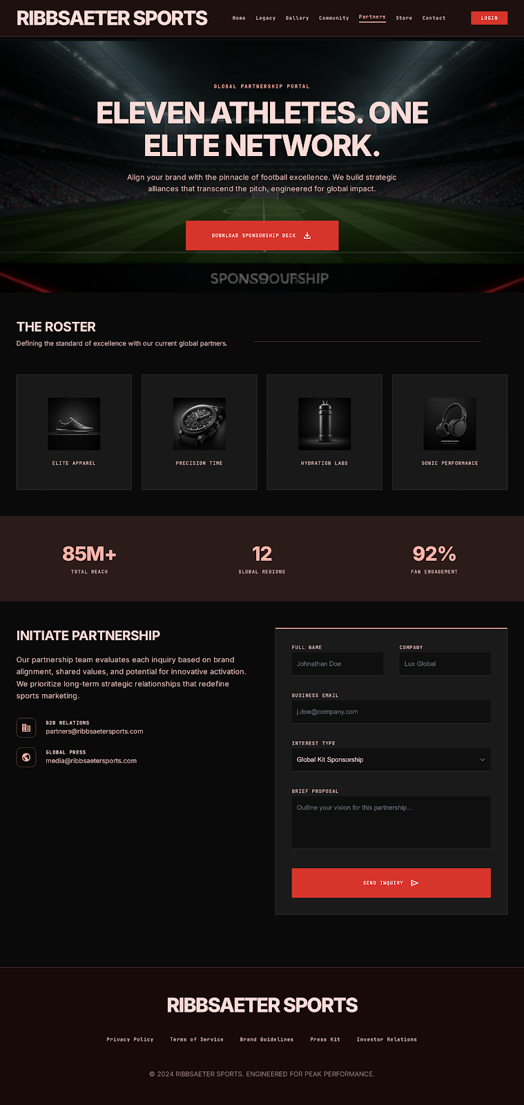 Football Athlete Platform Sponsorship Contact screenshot