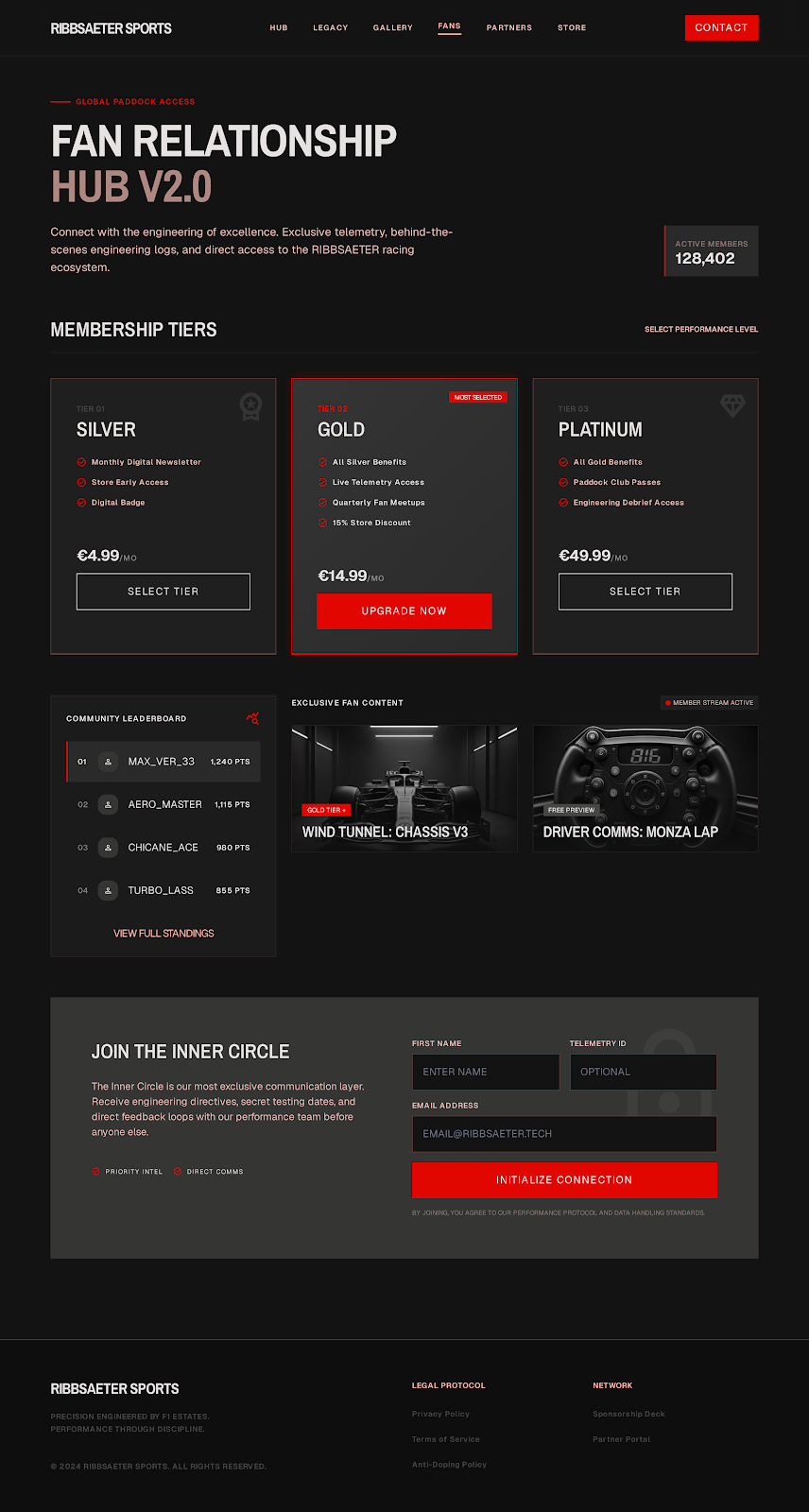 Formula 1 Athlete Platform Fan Relationship screenshot