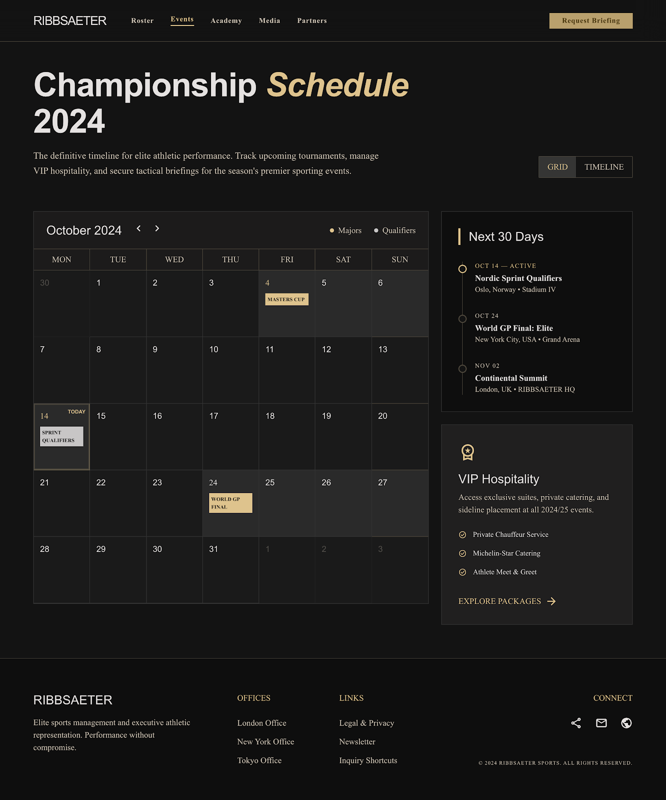 Golf Clubs Executive Portal Event Calendar screenshot