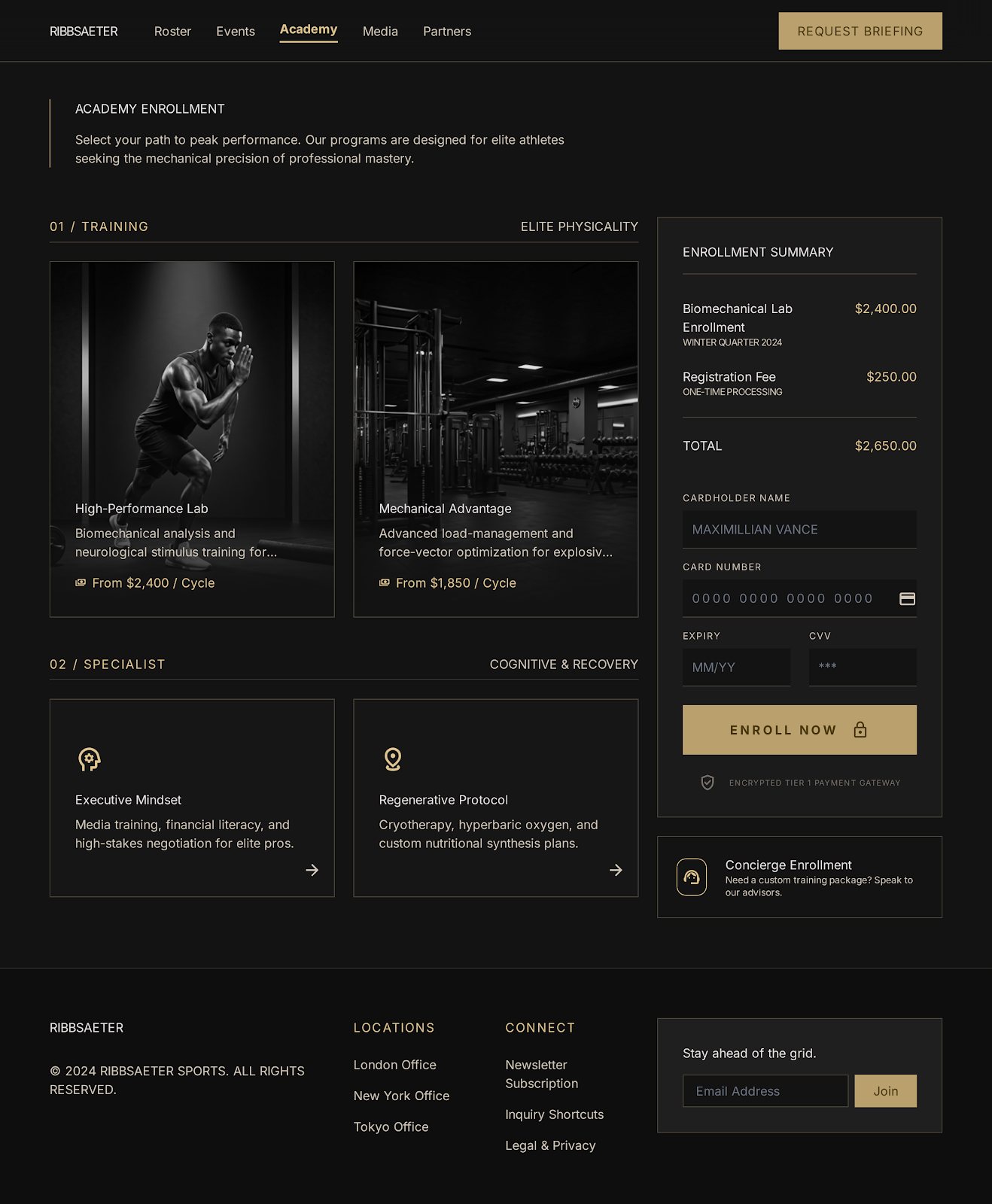Golf Clubs Executive Portal Academy Booking screenshot