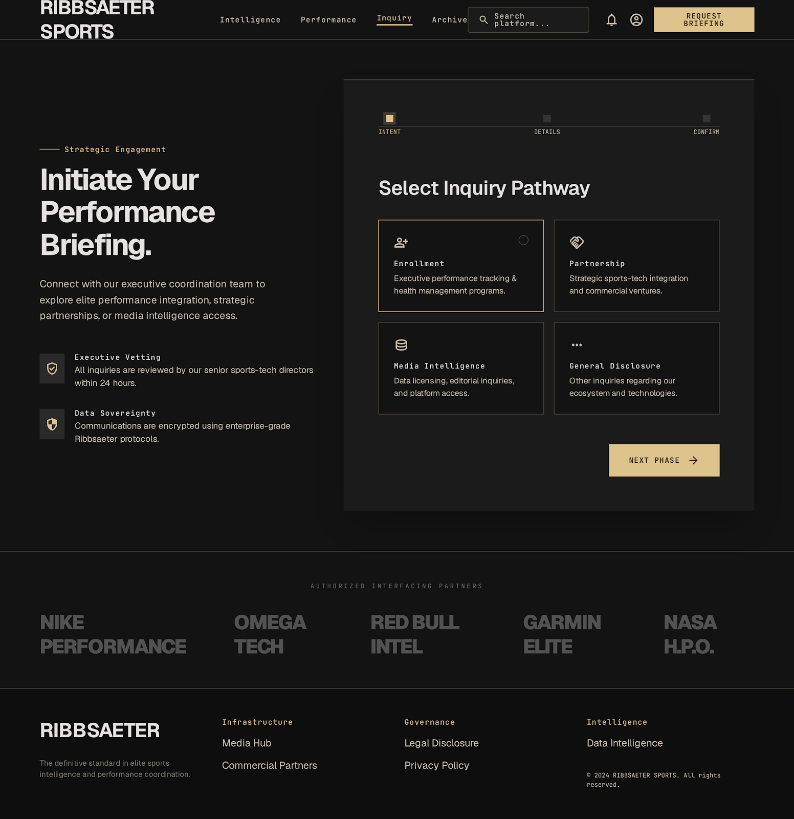 Horse Racing Executive Portal Request Briefing screenshot