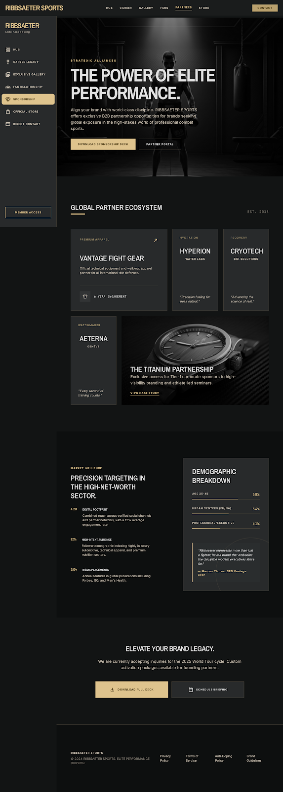Kickboxing Athlete Platform Sponsorship screenshot