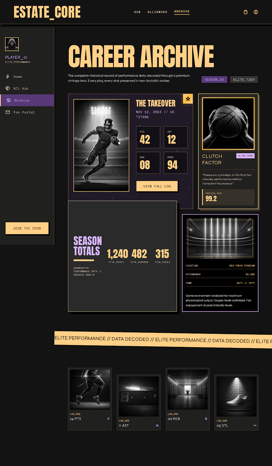 NIL Athlete Brand Platform Career Archive screenshot