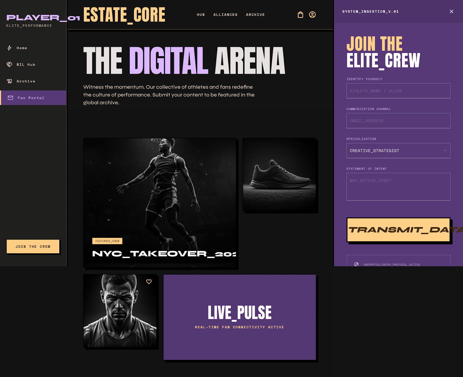 NIL Athlete Brand Platform Fan Portal screenshot