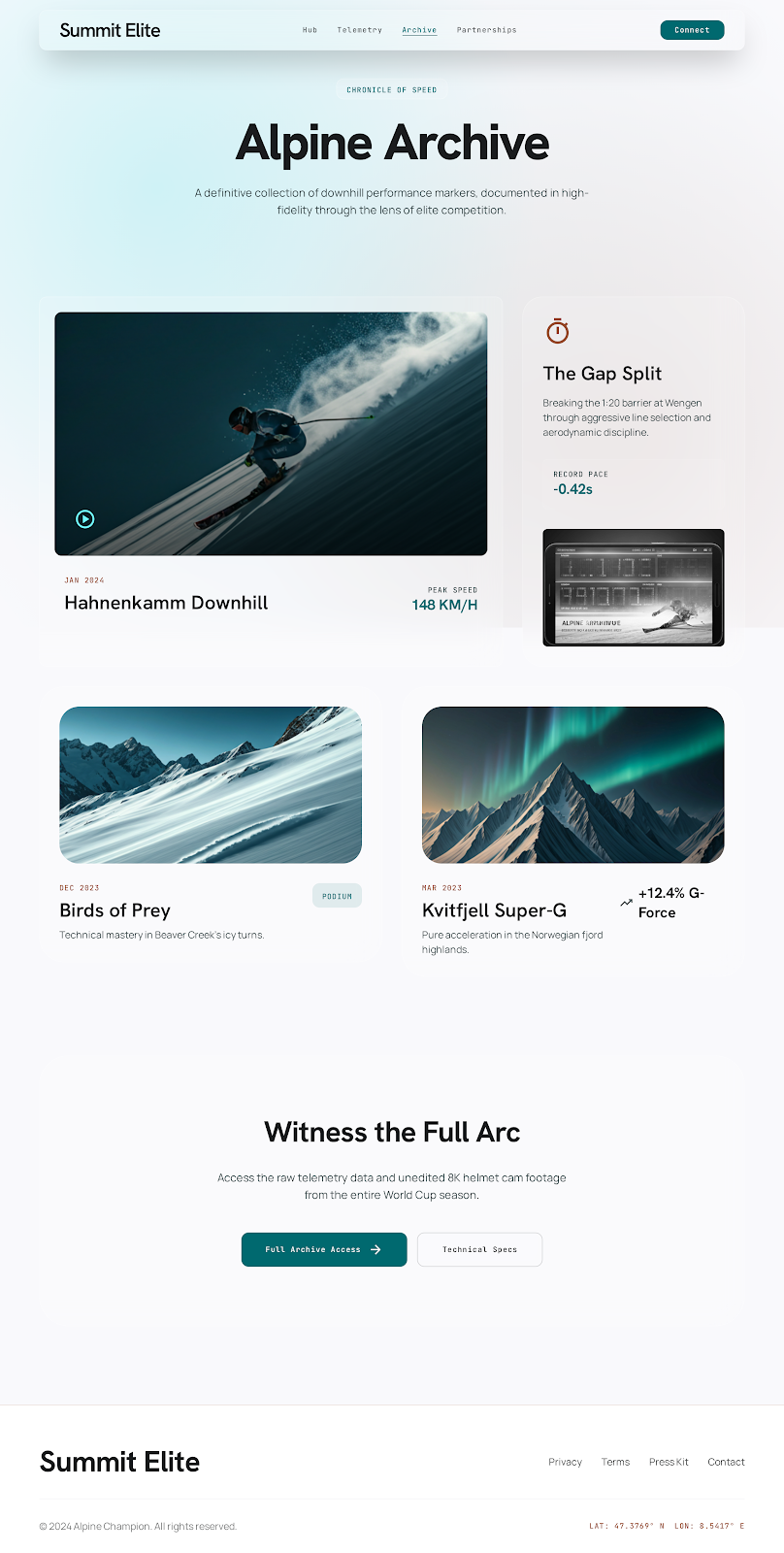 Alpine Skiing Athlete Platform Career Highlights screenshot
