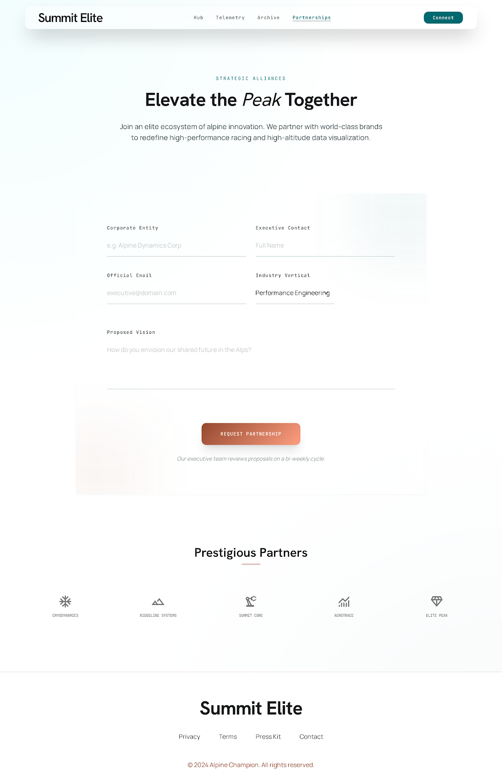 Alpine Skiing Athlete Platform Partnership Portal screenshot