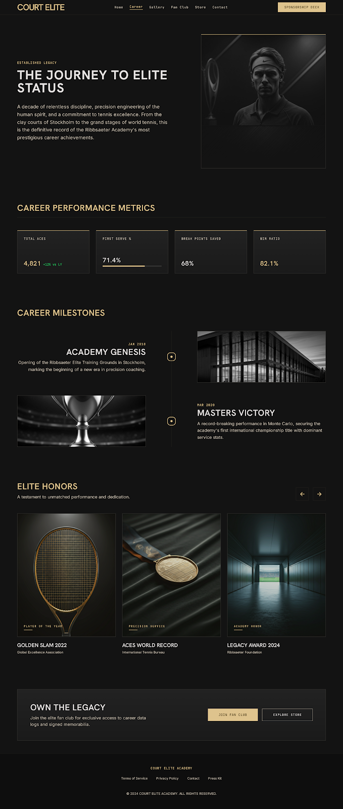 Tennis Athlete Platform Career Legacy screenshot