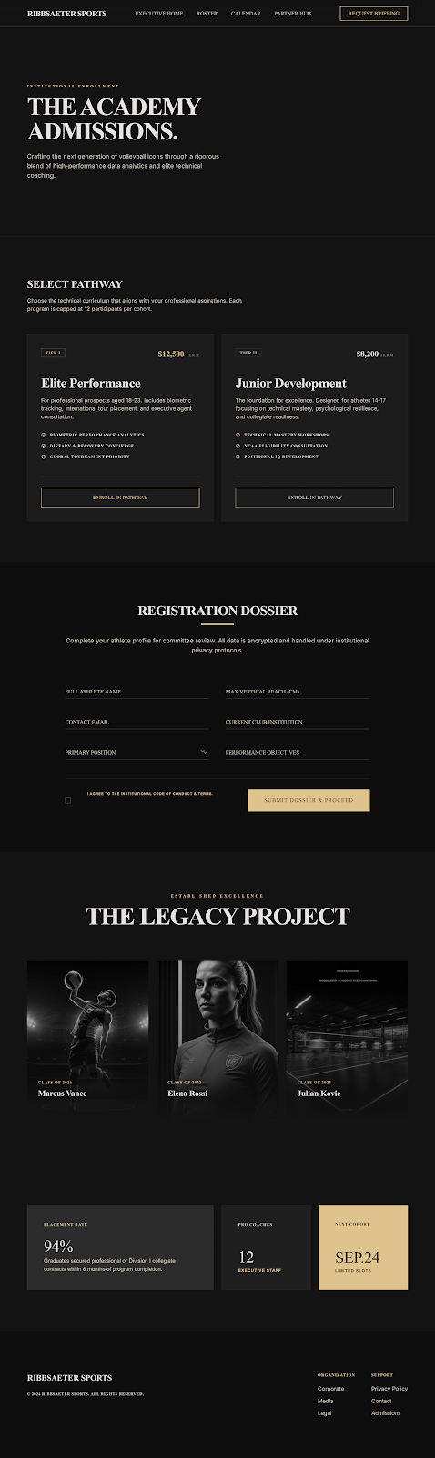 Volleyball Executive Portal Academy Booking screenshot
