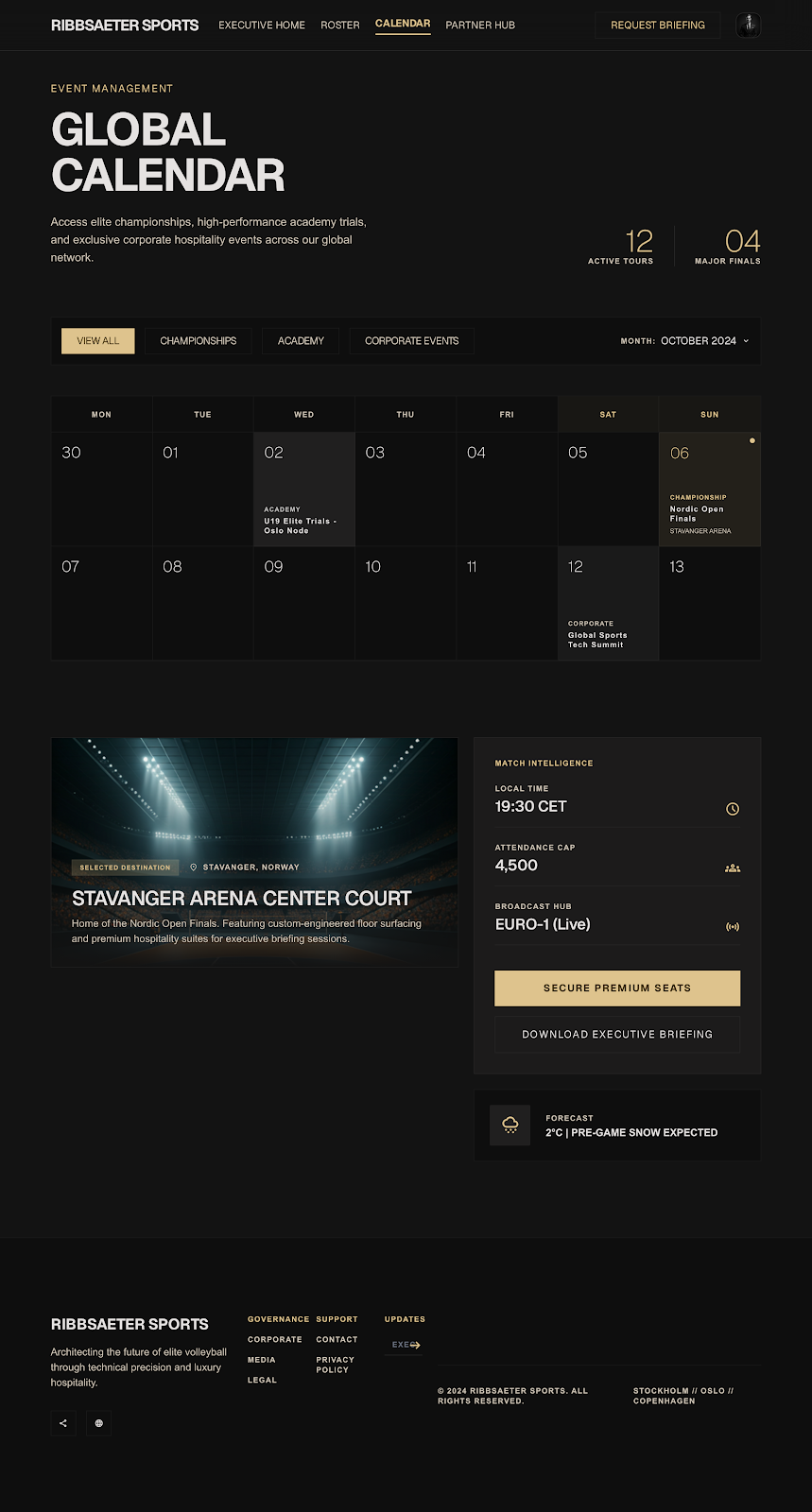 Volleyball Executive Portal Event Calendar screenshot